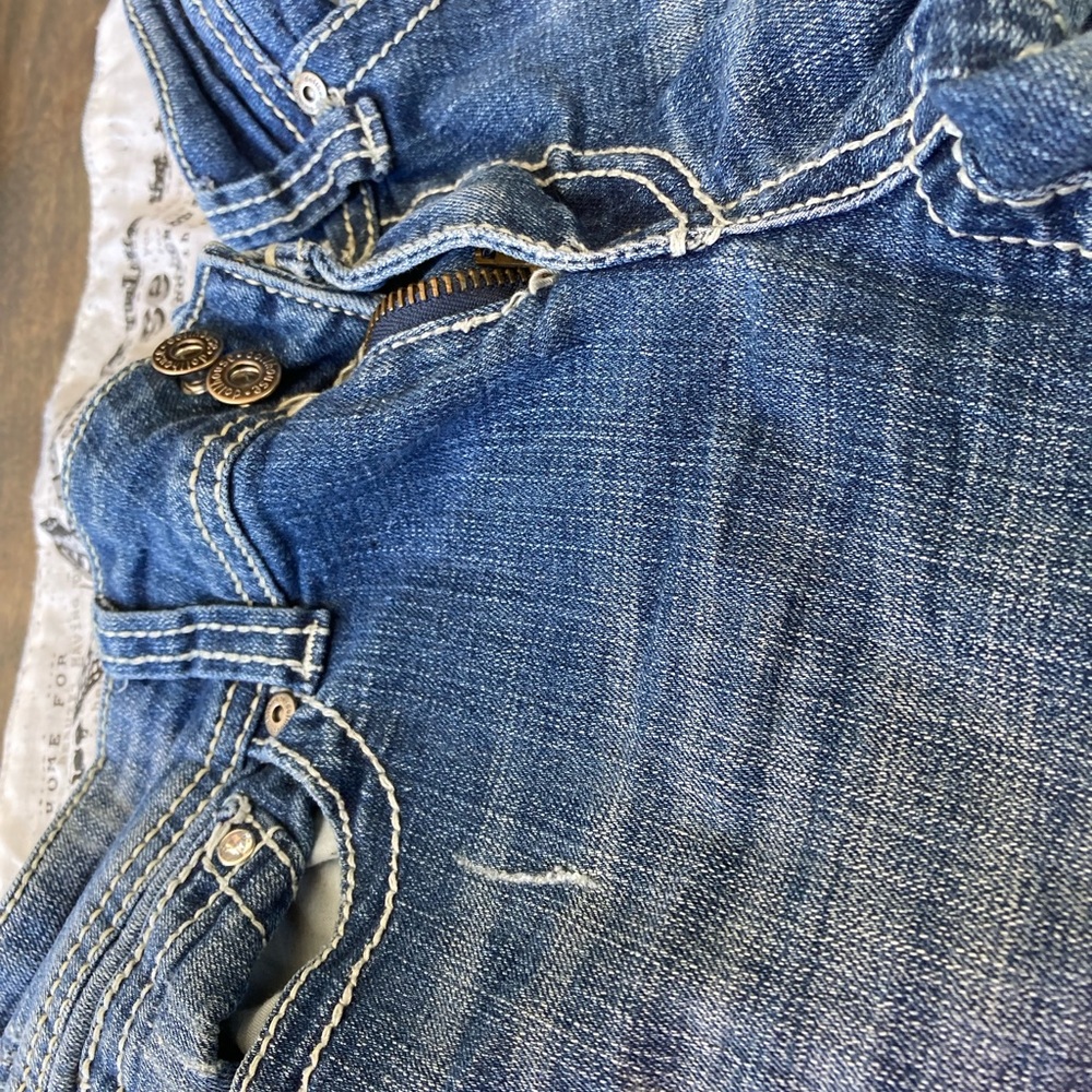Doll house large flared distressed jeans
